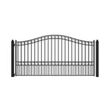[12-18FT] Heavy-Duty Paris-Style Galvanized Steel Single-Swing Driveway Gate (SAK78643)