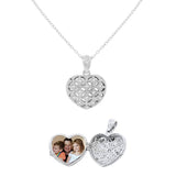 Patterned Heart Locket Pendant Necklace
