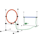 PawHut 5pc Dog Agility Training Equipment Set with Spray Water Tube, White