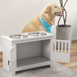 PawHut Dog Food Storage Cabinet with Bowls & Dog Feeding Station, White
