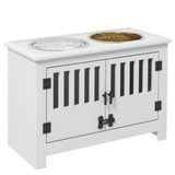 PawHut Dog Food Storage Cabinet with Bowls & Dog Feeding Station, White