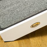 PawHut Pet Ramp for Dogs Non-slip Carpet Top Platform Pine Wood 74"L x 16"W x 25"H, Grey, White