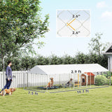 PawHut Two Room Outdoor Dog Kennel, Dog Run with Roof, Waterproof UV-Resistant Cover, Secure Lock, 19.7' x 7.5' x 5.2'