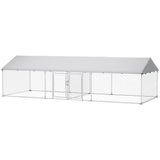 PawHut Two Room Outdoor Dog Kennel, Dog Run with Roof, Waterproof UV-Resistant Cover, Secure Lock, 19.7' x 7.5' x 5.2'