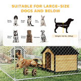 PawHut Two Room Outdoor Dog Kennel, Dog Run with Roof, Waterproof UV-Resistant Cover, Secure Lock, 19.7' x 7.5' x 5.2'