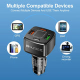 PBG Black 4 Port Car Charger and 4FT - 3 in 1 Nylon Cable Combo