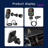 PD18W and QC3.0 Bluetooth 5.0 Car Radio Adapter Dual Fast Charging Port Wireless FM Audio Hands Free Car Kit Receiver
