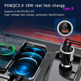 PD18W and QC3.0 Bluetooth 5.0 Car Radio Adapter Dual Fast Charging Port Wireless FM Audio Hands Free Car Kit Receiver