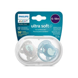 Philips Avent Ultra Soft Pacifiers 6-18M 2-Pack - Blue & Grey