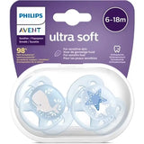 Philips Avent Ultra Soft Pacifier 6-18M for Boys 2 Pack
