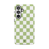 PALE OLIVE WHITE CHECKERBOARD | Tough Phone Case