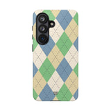 GREEN BLUE BEIGE ARGYLE | Tough Phone Case