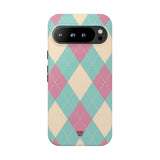 BLUE PINK BEIGE ARGYLE | Tough Phone Case