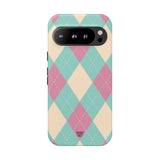 BLUE PINK BEIGE ARGYLE | Tough Phone Case