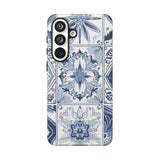 BLUE WHITE TILE | Tough Phone Case