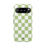 PALE OLIVE WHITE CHECKERBOARD | Tough Phone Case