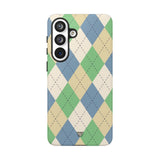 GREEN BLUE BEIGE ARGYLE | Tough Phone Case