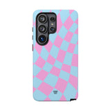 BLUE PINK CURVY CHECKERBOARD | Tough Phone Case