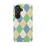 GREEN BLUE BEIGE ARGYLE | Tough Phone Case