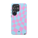 BLUE PINK CURVY CHECKERBOARD | Tough Phone Case