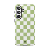 PALE OLIVE WHITE CHECKERBOARD | Tough Phone Case