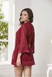 Pierre Cardin Women's 3-Piece Pajama Shorts Set in Burgundy