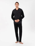 Pierre Cardin 6058 Men's Jacquard Pajama Set in Black