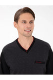Pierre Cardin 6058 Men's Jacquard Pajama Set in Black