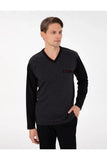 Pierre Cardin 6058 Men's Jacquard Pajama Set in Black