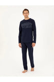 Pierre Cardin Men's Cotton Pajama Set in Navy Blue