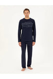 Pierre Cardin Men's Cotton Pajama Set in Navy Blue