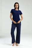 Pierre Cardin Plus Size Women's Pajama Set in Navy Blue