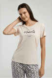 Pierre Cardin Women's Capri Pajama Set in Beige