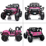 Pink 48.4" Large Ride On Car for Kids, Battery Powered Electric Car with 2 Seats, Remote Control, 14" Large Suspension Wheels, LED Lights, Music, Bluetooth for Boys & Girls