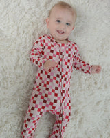Checkered Zipper Footie
