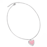 Pink Heart Locket Necklace with Chain-super cute!