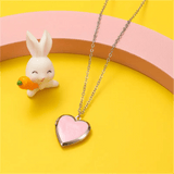 Pink Heart Locket Necklace with Chain-super cute!
