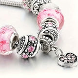 Pink Heart-Shaped Pendant Bracelet