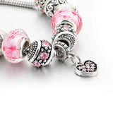 Pink Swarovski Elements Crystal And Heart Charm