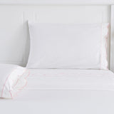 Scallop Frame Embroidered Cotton Percale Pillowcase Pair