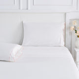 Scallop Frame Embroidered Cotton Percale Sheet Set