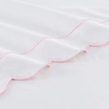 Scallop Frame Embroidered Cotton Percale Pillowcase Pair