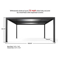 [12x16FT] Premium Outdoor Gray Aluminum Hardtop Pergola Gazebo With Adjustable Roof (95281364)