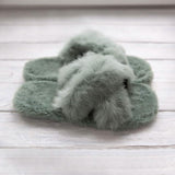 Plush Cross Band Slippers