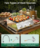 Portable 20-Inch 3-Burner Table Top Gas Grill Griddle