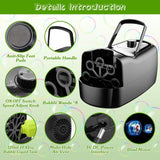 Portable Bubble Blowing Machine  with 2 Speeds Handle 3000-4000 Bubbles Per Minute Plug-In Battery Powered