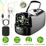 Portable Bubble Blowing Machine  with 2 Speeds Handle 3000-4000 Bubbles Per Minute Plug-In Battery Powered