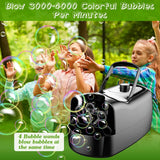 Portable Bubble Blowing Machine  with 2 Speeds Handle 3000-4000 Bubbles Per Minute Plug-In Battery Powered
