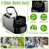 Portable Bubble Blowing Machine  with 2 Speeds Handle 3000-4000 Bubbles Per Minute Plug-In Battery Powered