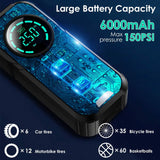 Portable Car Compressor Wireless Electric Air Pump 150 PSI with LED Light